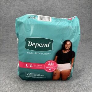 Depend Fresh Protection Women Underwear Large Max Absorb 17 Ct Sealed